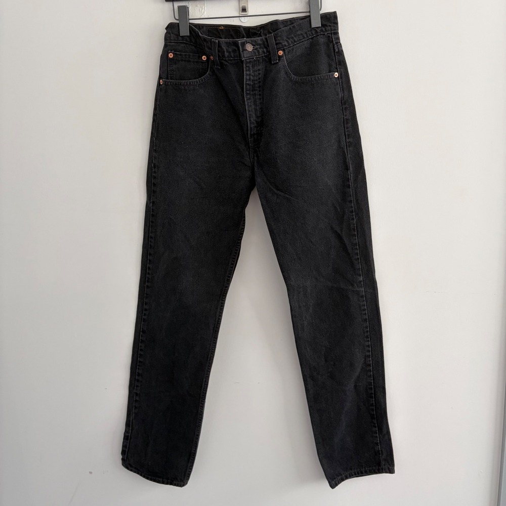 Vintage Levis 505 Regular Fit Straight Leg Black Denim Jeans Made in USA 34x34